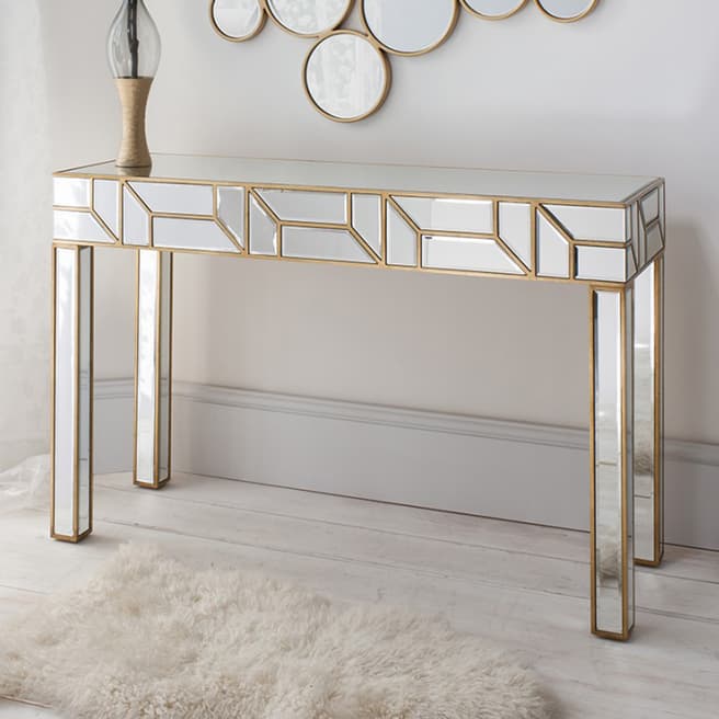 Gallery Living Mirrored Verbier Glass Console Table