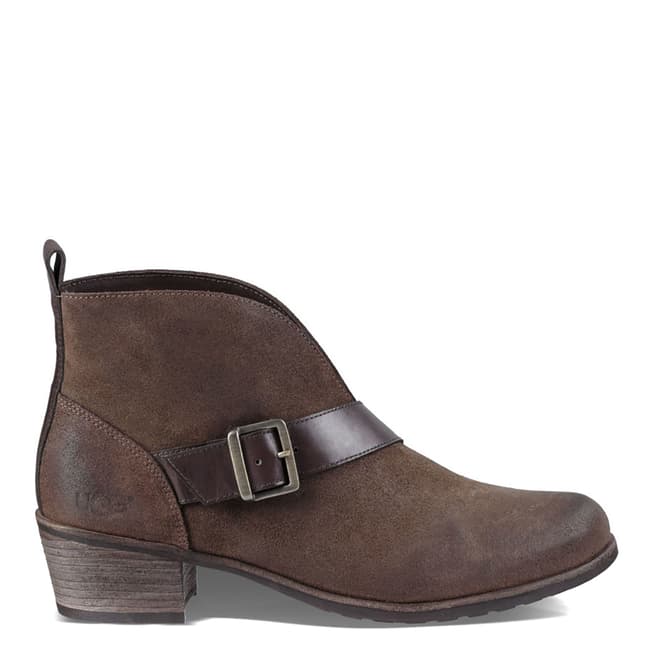 UGG Brown Suede Wright Belted Ankle Boots