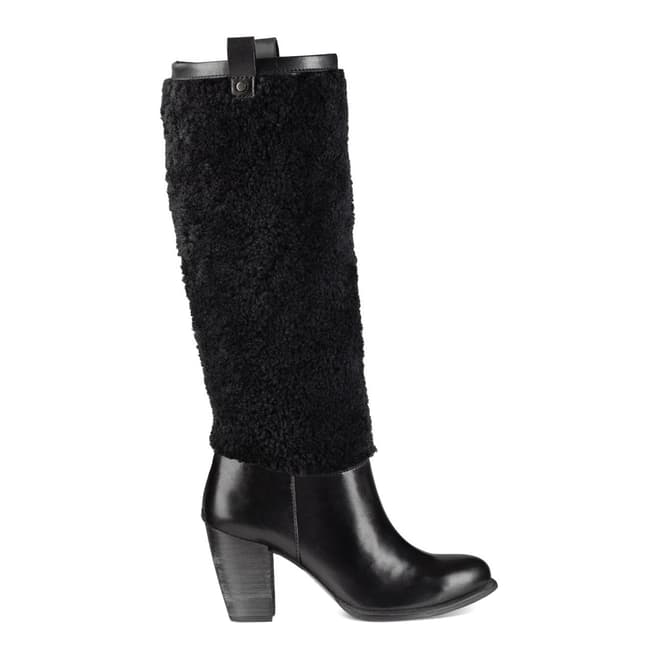 UGG Black Leather Ava Shearling Boots