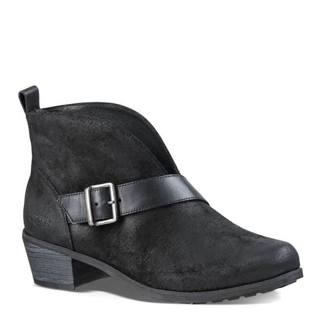 UGG Black Suede Wright Belted Ankle Boots