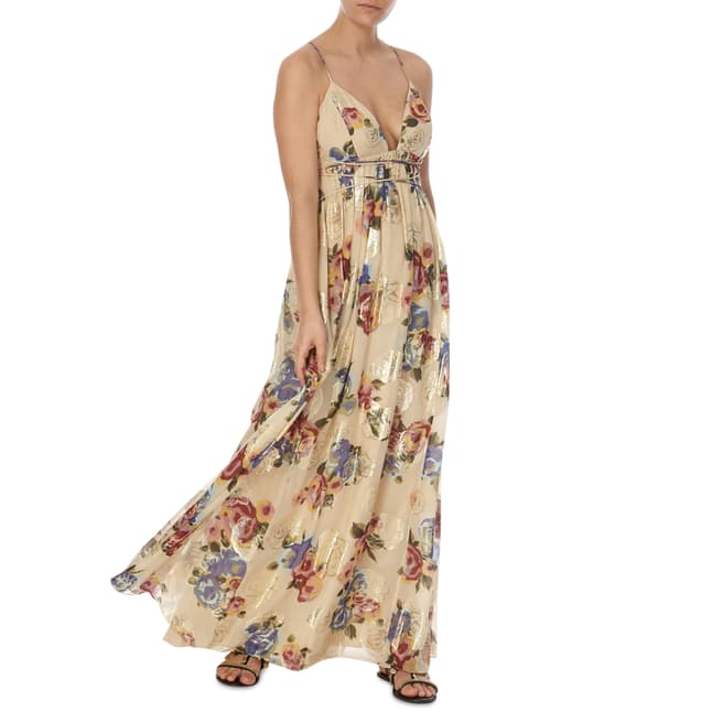 Free People Ivory Combo Party Shadows Gown
