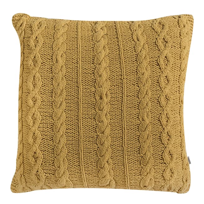 Kilburn & Scott Cotton Walton Cable Knit Cushion, Ochre