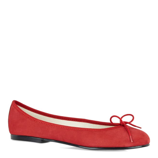 French Sole Red Suede India Ballet Flats