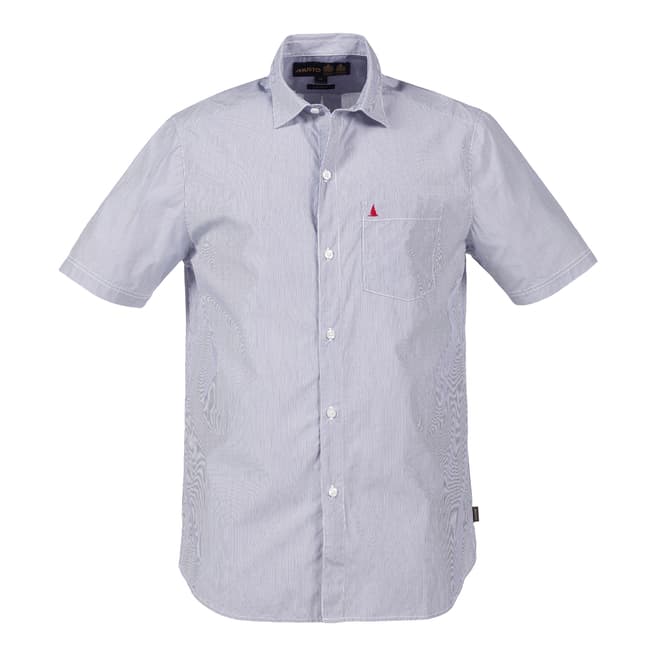 Musto Men's Navy/White Stripe Cotton Short Sleeve Shirt