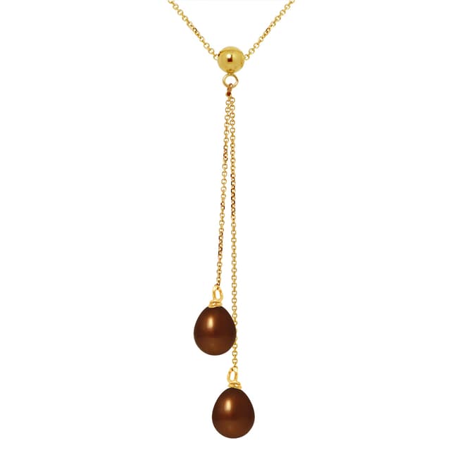 Mitzuko Brown Yellow Gold Pearl Pearl Necklace