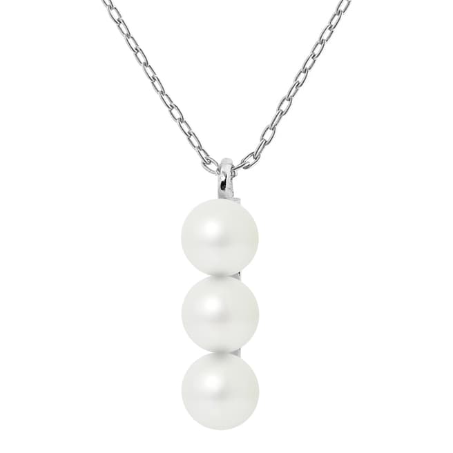 Just Pearl Natural White Pearl Button Necklace