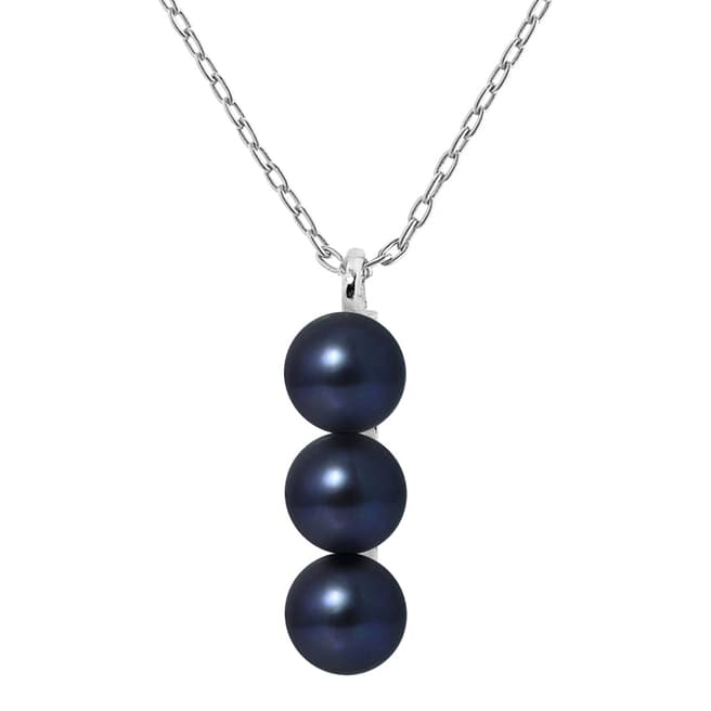 Just Pearl Black Pearl Button Necklace