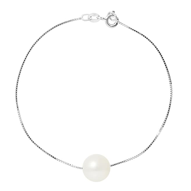 Just Pearl Natural White Pearl Silver Bracelet