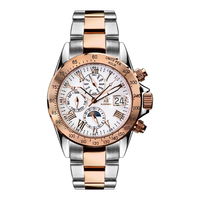 Andre Belfort Mens Stainless Steel Silver and Rose Gold Watch