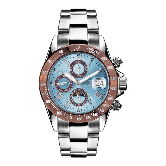 Andre Belfort Men's Silver/Blue Stainless Steel Watch