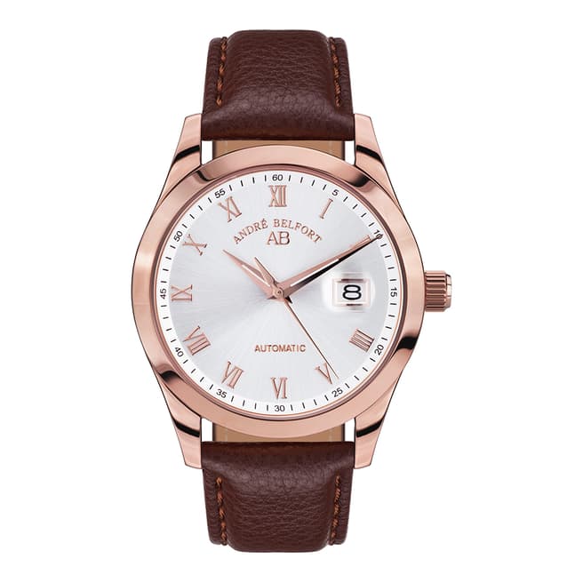 Andre Belfort Men's Rose Gold/Brown Empereur II Leather Watch