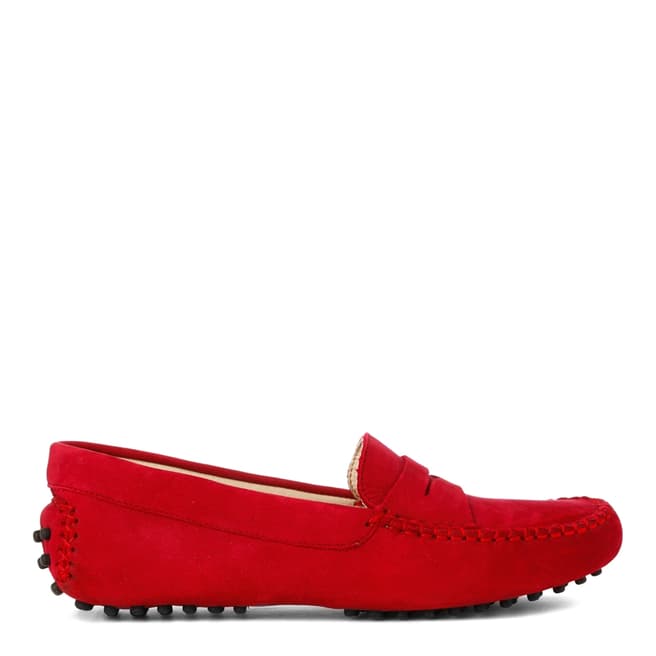 French Sole Red Nubuck Driving Shoes