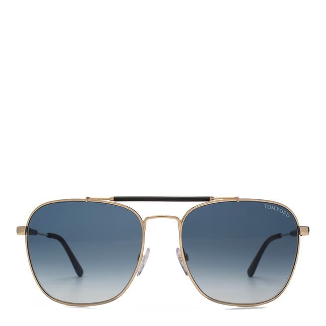 Tom Ford Men's Polished Rose Gold / Graduated Blue Sunglasses 58mm