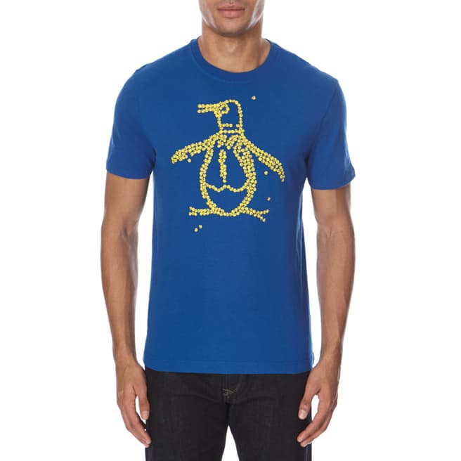Original Penguin Blue Cotton Tennis T Shirt