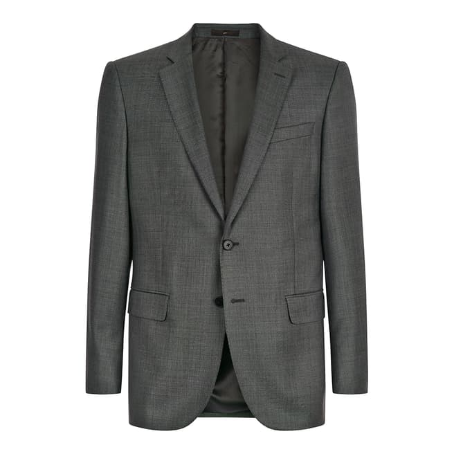 Jaeger Grey Wool Modern Structured Sharkskin Suit Jacket