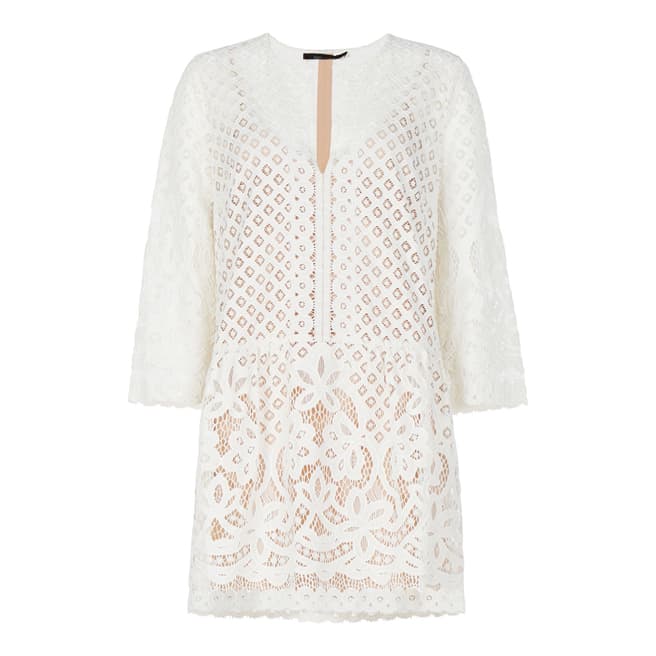 BCBG Ivory Laurice Floral Lace Tunic Dress