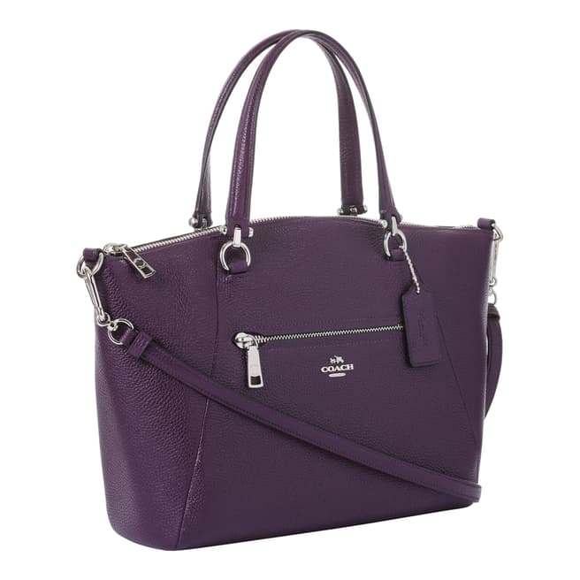 Coach Dark Purple Polished Pebbled Leather Prairie Satchel Bag