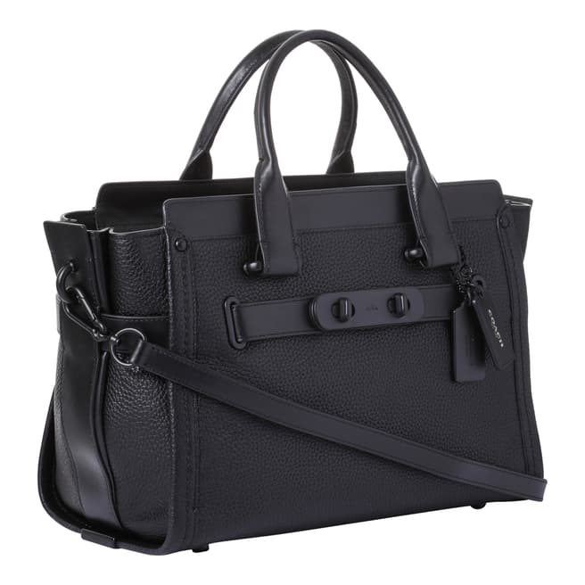 Coach Black Pebble Leather Swagger Carryall Bag