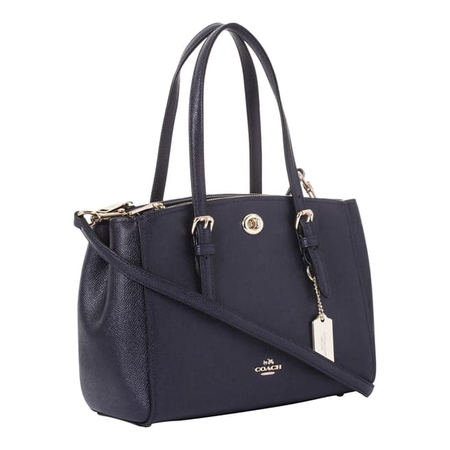 Coach Navy Leather Turnlock Carryall Bag