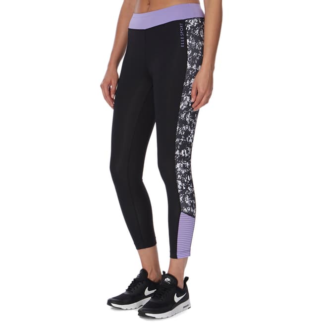 Elle Sport Black/Purple Print 7/8 Training Leggings