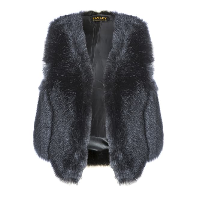 JayLey Collection Luxury Black Faux Fur Gilet