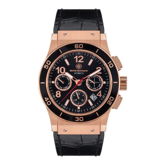 Mathis Montabon Men's Rose Gold and Black Leather Watch