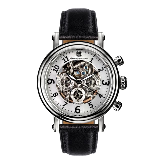 Mathis Montabon Men's Silver and Black Leather Watch