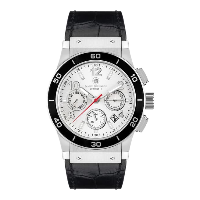 Mathis Montabon Men's Silver and Black Leather Watch