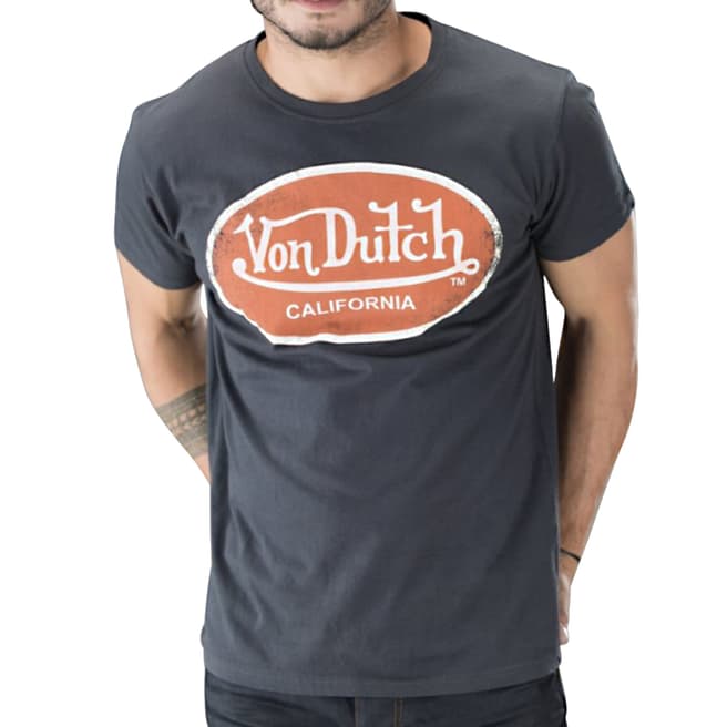 Von Dutch Men's Dark Grey/Faded Orange Von Dutch T-Shirt