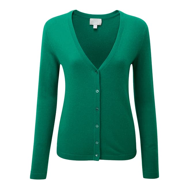 Pure Collection Green Cashmere V Neck Cardigan