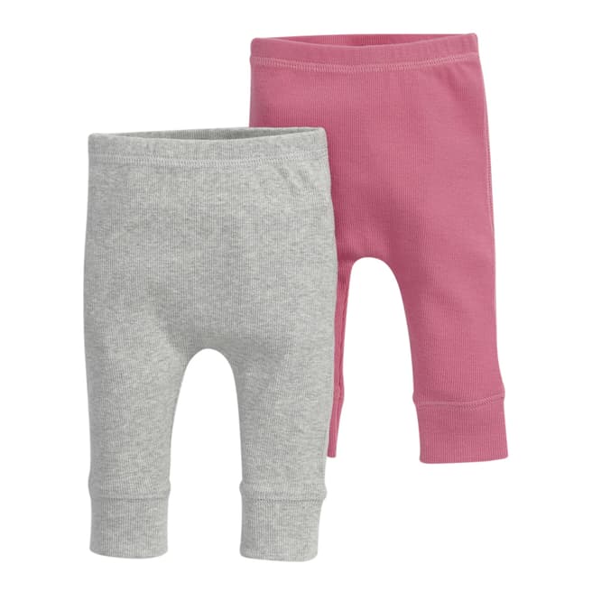 Mamas & Papas Baby Girl's Grey/Pink Ribbed Leggings (Set of 2)