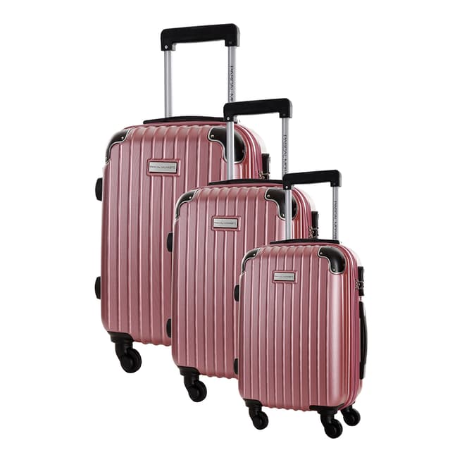 Pascal Morabito Rose Pink Set Of Three Arupite 4 Wheels 50/60/70cm Suitcase 