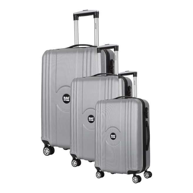 Bagstone Set of 3 Grey Spinner Suitcases Set of 3
