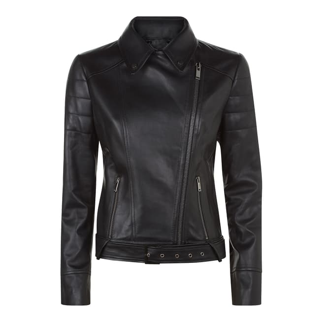 Jaeger Black Leather Biker jacket