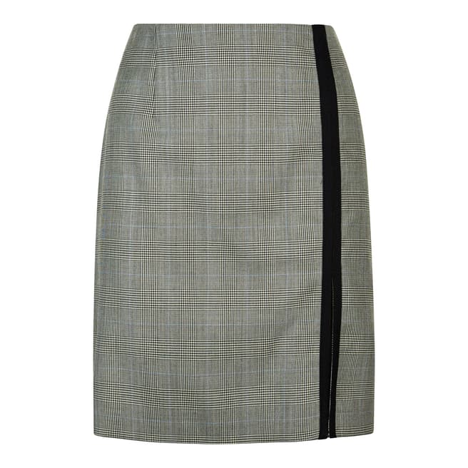 Jaeger Grey Wool Prince Of Wales Check A Line Skirt