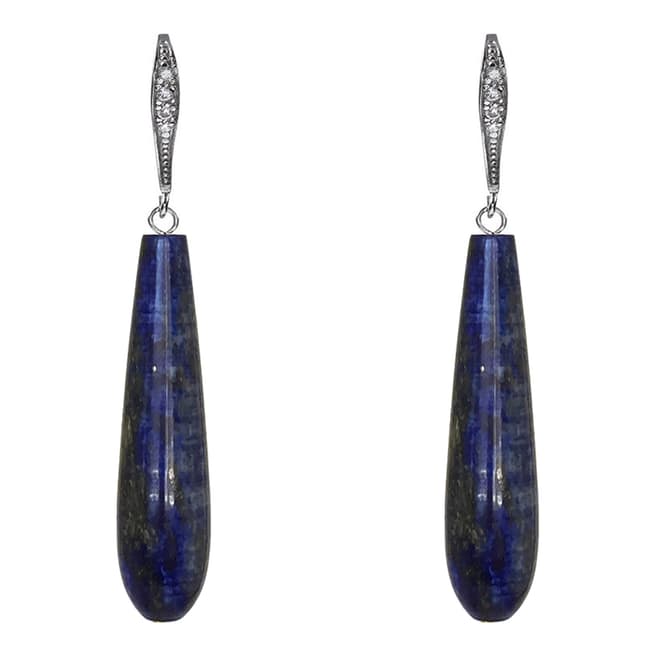 Alexa by Liv Oliver Silver Zirocnia and Lapis Tear Drop Earrings