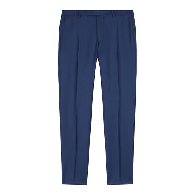 Jaeger Blue Wool Slim Basketweave Suit Trousers