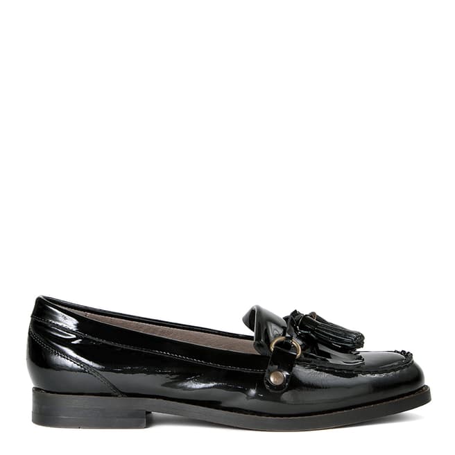 Hudson Black Leather Patent Britta Loafers