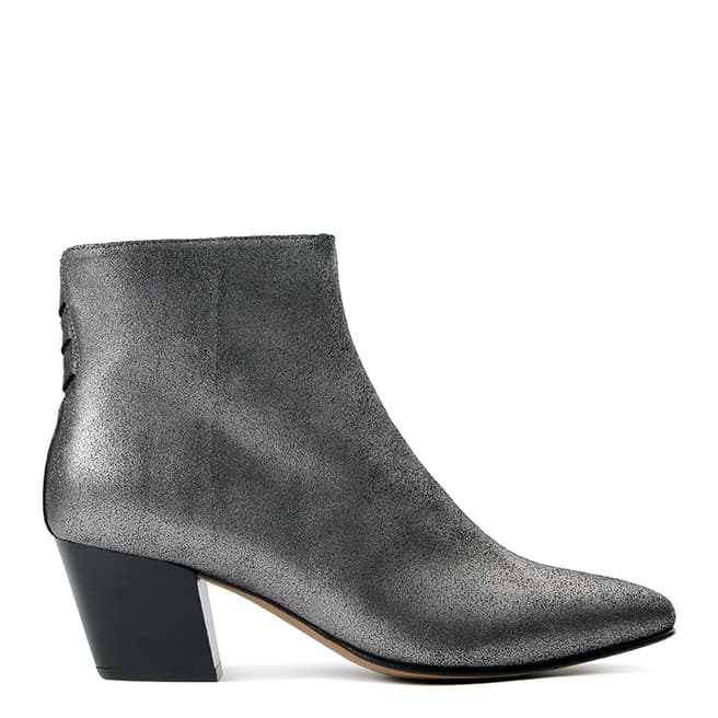 Hudson Silver Leather Rosetta Ankle Boots