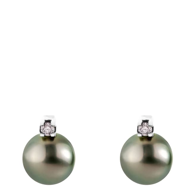 Only You Silver Diamond/Tahiti Pearl Earrings 0.06cts