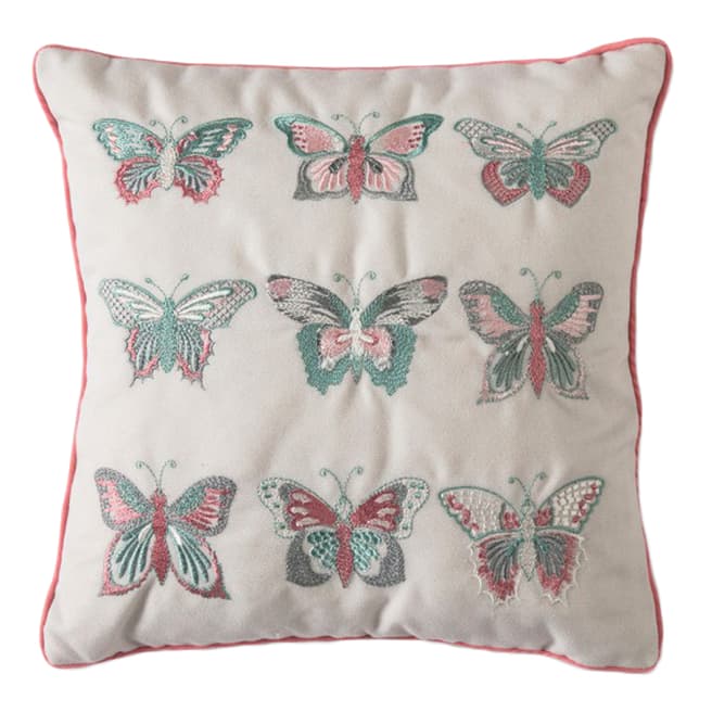 Gallery Living Embroidered Butterflies Pastel Cushion 30x30cm