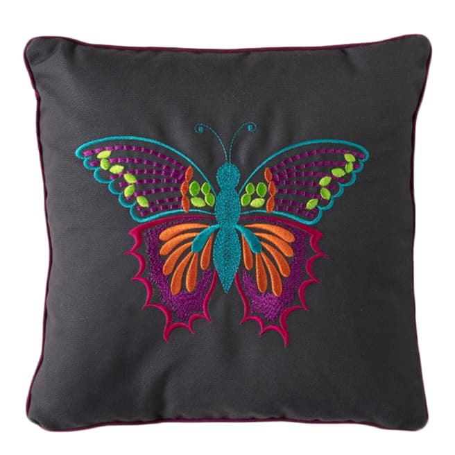 Gallery Living Embroidered Tropical Butterfly Cushion, 30x30cm