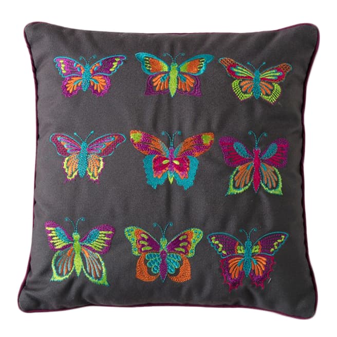 Gallery Living Embroidered Tropical Butterflies Cushion, 30x30cm
