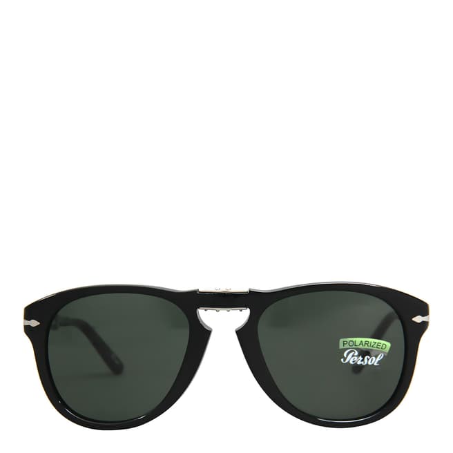 Persol Men's Shiny Black / Green Polarized Sunglasses 54mm