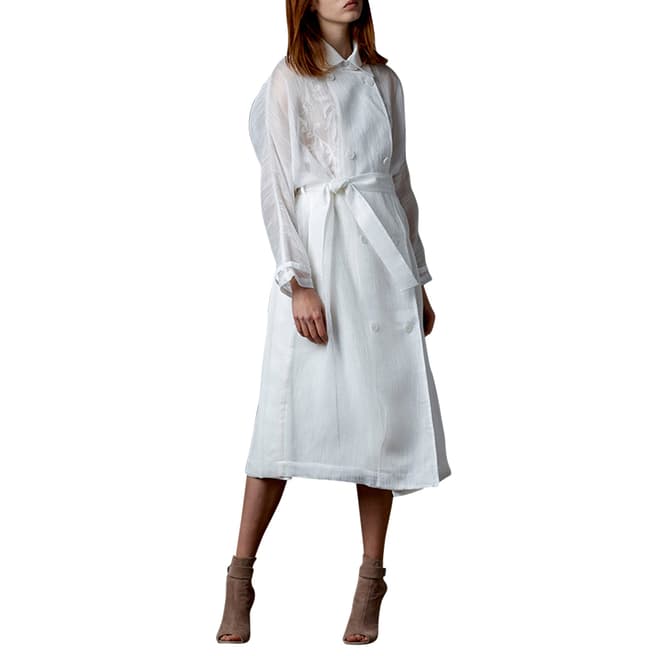 ST. Studio Off White Sheer Structured Trenchcoat