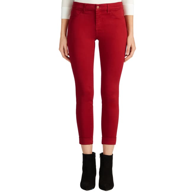 J Brand Red Mid Rise Anja Clean Cuffed Crop Stretch Jeans