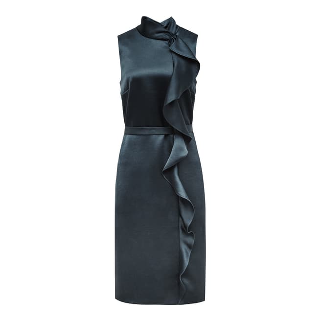 Reiss Dark Blue Lola Draped Front Fitted Dress