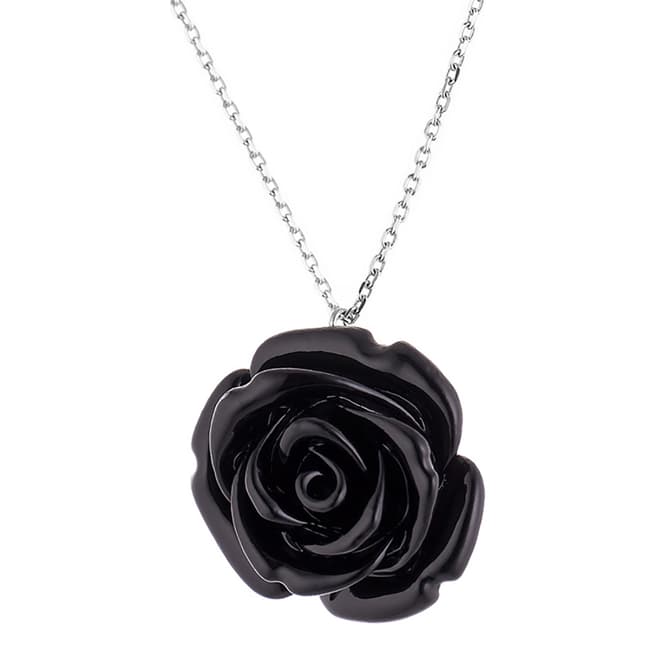 Wish List Silver/Black Rose Pendant Necklace