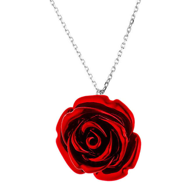 Wish List Silver/Red Rose Pendant Necklace