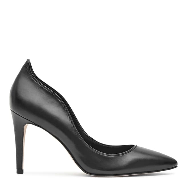 Reiss Black Leather Aggie Pointed Toe Court Shoes